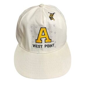 Vintage Army West Point ROMAN Brand Made in USA White Snapback Military Hat Cap